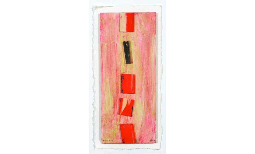 Untitled (Puzzle Piece) 2009, Mixed Media and Wood on Paper, 5 x 11 inches
