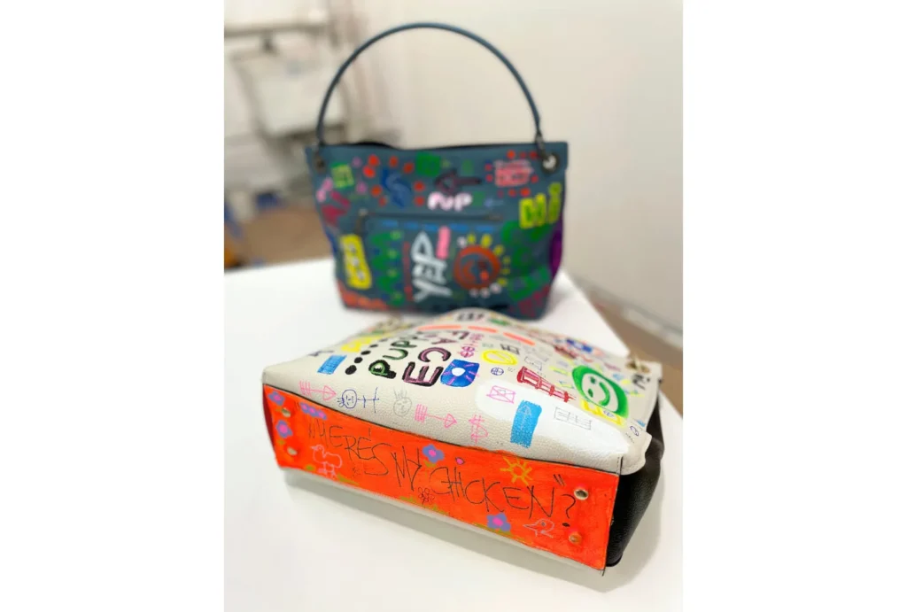 Untitled Graffiti Purse (White_1), 2020, Acrylic on Leather